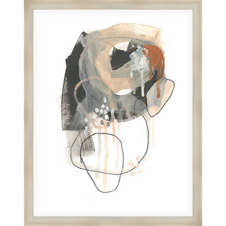 An abstract painting, this piece features a layered composition with flowing lines and organic shapes, creating a dynamic and intriguing visual experience.