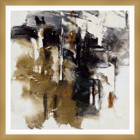 This abstract artwork features a textured composition of blended colors and dynamic brushstrokes. The piece is a modern statement of layered hues creating a captivating visual experience.