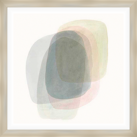This artwork features an abstract composition of softly overlapping shapes and gentle watercolor washes. The design offers a soothing and contemporary aesthetic, perfect for adding a touch of modern art to any space.