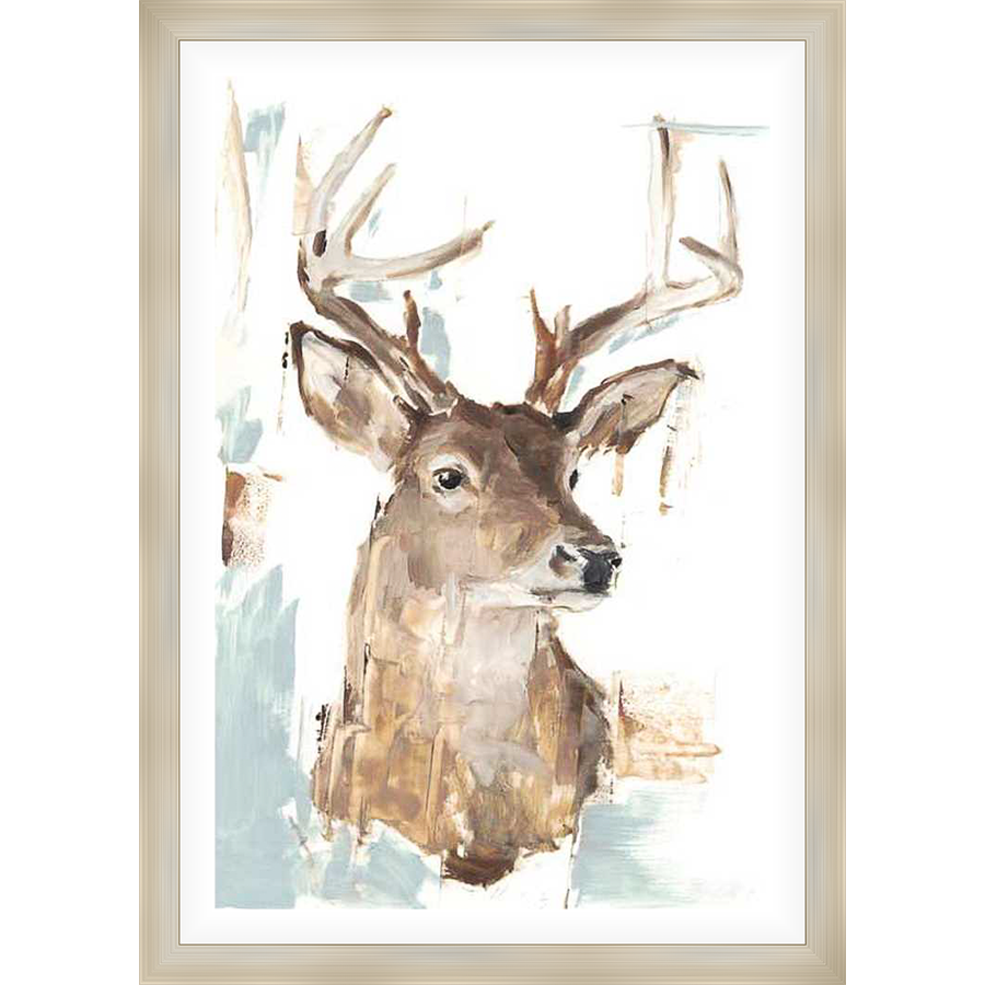 This elegant artwork captures the serene beauty of a majestic deer. The expressive brushstrokes and earthy tones create a captivating focal point, bringing a touch of nature's tranquility into any space.