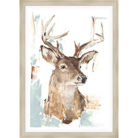 This elegant artwork captures the serene beauty of a majestic deer. The expressive brushstrokes and earthy tones create a captivating focal point, bringing a touch of nature's tranquility into any space.