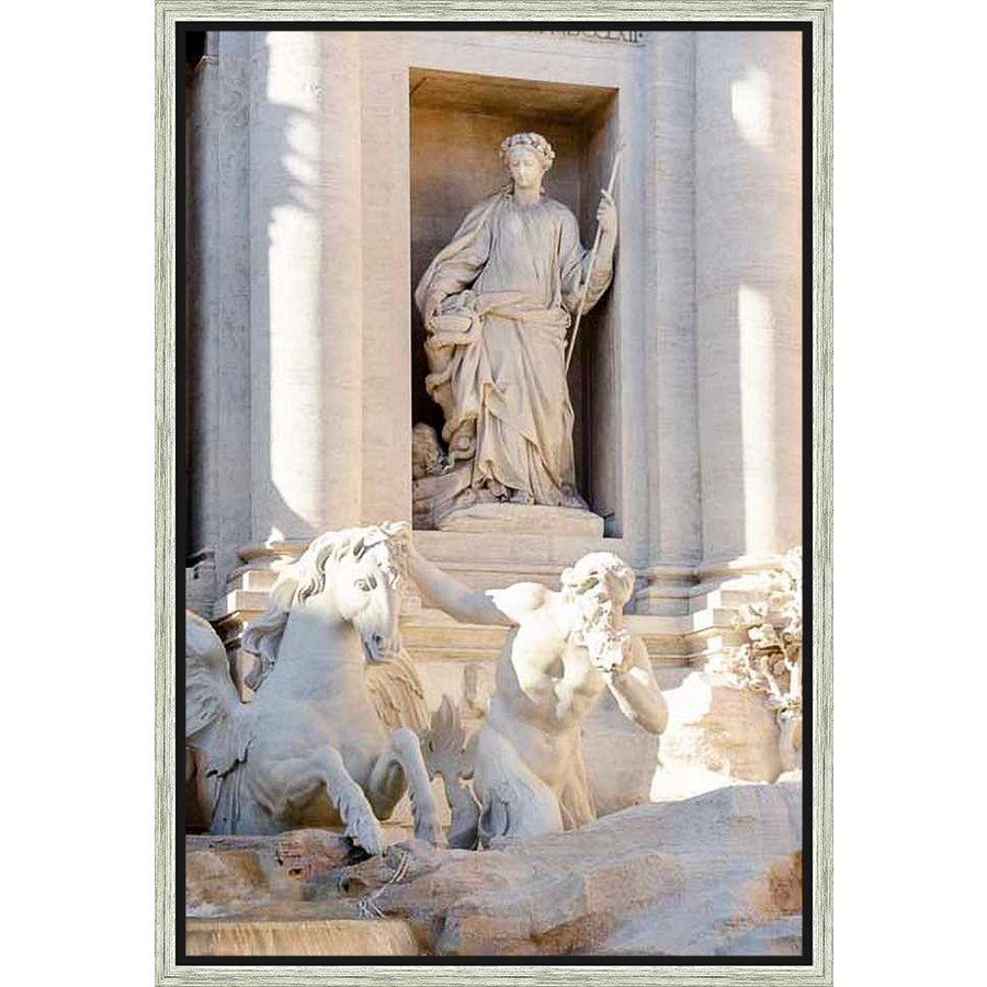 A stunning depiction of a classic fountain sculpture featuring figures and mythological creatures in a water feature setting, crafted in marble, showcasing remarkable detail and artistic expression.