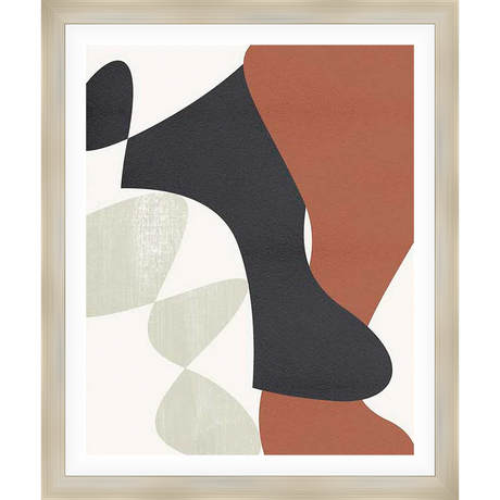 This abstract artwork features a blend of organic shapes and earthy tones. The interplay of forms creates a captivating visual balance, suitable for modern interiors.