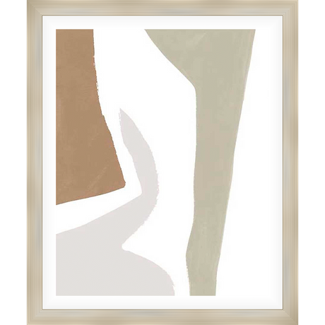 A modern abstract artwork featuring intersecting shapes in neutral tones. This piece adds a touch of contemporary style to any room, blending simplicity with artistic expression.