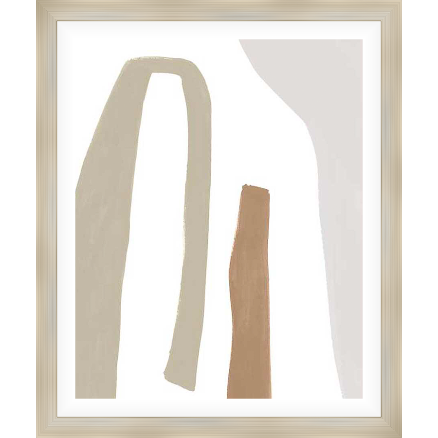 This abstract artwork features a minimalist design with organic shapes and neutral tones. The piece evokes a sense of calm and modernity, perfect for adding a touch of sophistication to any space.