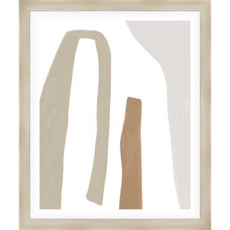 This abstract artwork features a minimalist design with organic shapes and neutral tones. The piece evokes a sense of calm and modernity, perfect for adding a touch of sophistication to any space.
