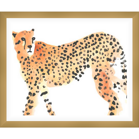 A watercolor illustration of a cheetah, showcasing an abstract and artistic interpretation of the animal's form and markings. This print adds a touch of wild elegance to any space, perfect for animal lovers and modern art enthusiasts alike.