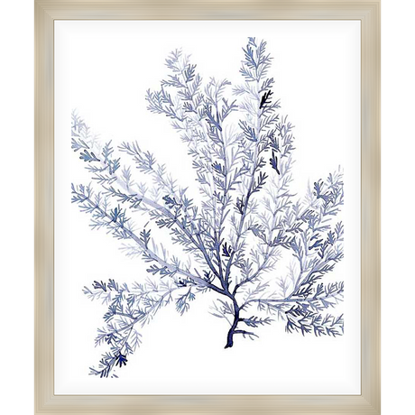 A delicate watercolor illustration of a stylized plant showcases a muted blue color palette, lending a calming and elegant feel to any space. This botanical artwork is ideal for adding a touch of natural beauty to your home or office decor.