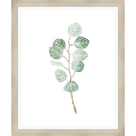 This elegant artwork showcases a watercolor depiction of a sprig of eucalyptus leaves, bringing a touch of nature's serenity to any space. The soft, delicate brushstrokes and gentle color palette evoke a sense of calm and tranquility.
