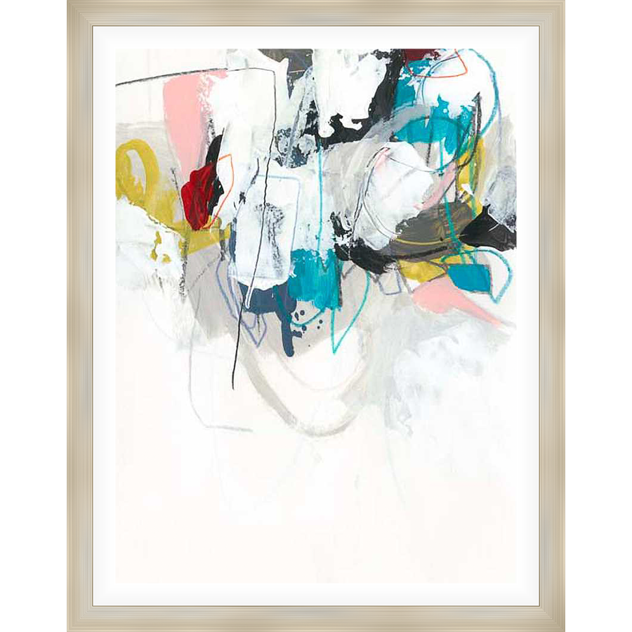 A vibrant abstract composition explodes with energetic brushstrokes, vibrant colors, and dynamic lines, forming an expressive and modern artwork. This print captures the essence of rAV emotion and artistic freedom.