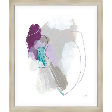 Abstract Expressionist wall art, featuring overlapping strokes of color in shades of purple, teal, and grey. This piece brings a touch of modern elegance to any space.