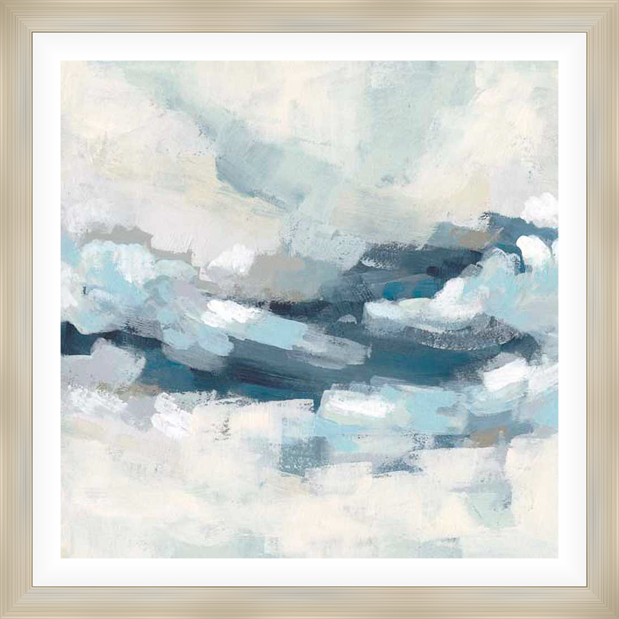 This abstract artwork captures a serene, cloud-like composition through textured brushstrokes. The piece features a dynamic interplay of colors and forms, creating a visual representation of the sky's ethereal beauty. Perfect for adding a touch of tranquility to any space.