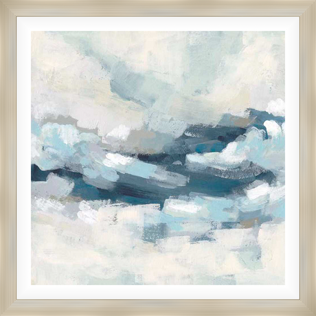 This abstract artwork captures a serene, cloud-like composition through textured brushstrokes. The piece features a dynamic interplay of colors and forms, creating a visual representation of the sky's ethereal beauty. Perfect for adding a touch of tranquility to any space.