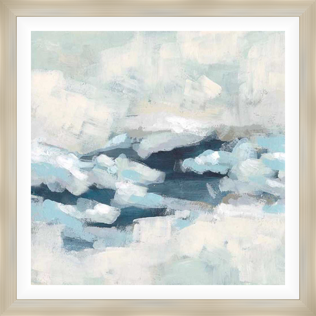 This stunning abstract painting captures the serene beauty of a coastal landscape. Brushstrokes of various blues, whites and subtle greys create depth and movement, evoking a sense of calm. The artwork would make an ideal addition to any modern living space, bringing a touch of coastal tranquility.