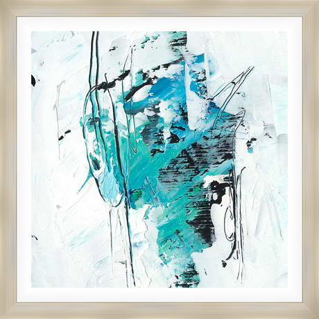This abstract painting utilizes bold brushstrokes and a dynamic interplay of colors to create a visually stimulating piece.  The artwork's textured surface and energetic composition evoke a sense of movement and spontaneity, making it an ideal focal point for any space.
