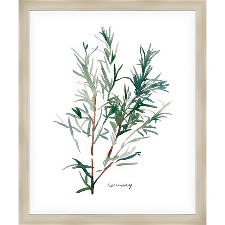 A beautiful watercolor painting captures the essence of fresh rosemary sprigs, perfect for adding a touch of nature to your space.