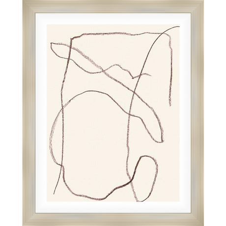 This abstract artwork features delicate, flowing lines in a muted tone against a soft background. The minimalist design creates a sense of modern elegance.