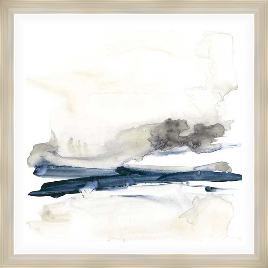 An abstract watercolor painting features blended washes of color, creating a serene and contemplative visual experience. The artwork evokes a sense of fluidity and ethereal beauty, inviting viewers to explore the subtle interplay of light and shadow.