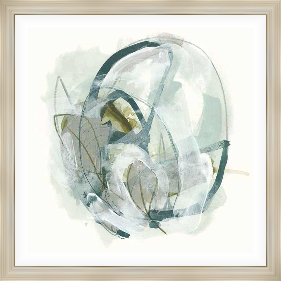 An abstract artwork featuring fluid brushstrokes and layered shapes in a calming color palette. This piece evokes a sense of serenity and modern elegance.