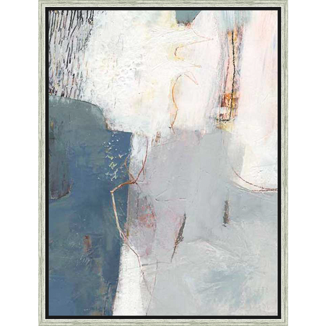An abstract expressionist painting bursts with layered textures and a serene palette. This contemporary artwork features a blend of gestural brushstrokes and subtle color variations, creating a calming yet visually engaging composition. The piece is a study in form and depth, perfect for adding a touch of modern elegance to any space.