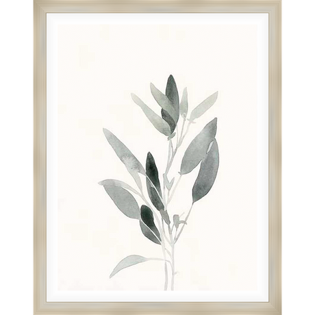 This elegant watercolor artwork depicts a delicate plant with softly shaded leaves and a serene, minimalist style. Perfect for adding a touch of nature-inspired tranquility to any space.