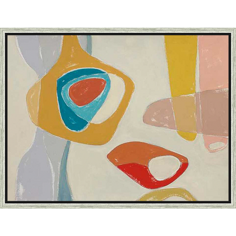 An abstract piece featuring bold shapes and colors creates a dynamic and eye-catching design. This artwork is perfect for adding a modern touch to any room.