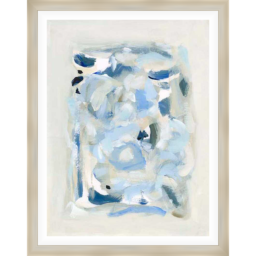 This abstract artwork features a calming blend of blues and whites, creating a serene and airy atmosphere. The loose brushstrokes and ethereal quality of the piece evoke a sense of tranquility, making it a perfect addition to any modern interior.