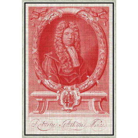 A classic portrait in shades of red, this artwork depicts a distinguished gentleman in period clothing. Featuring intricate details and a historical aesthetic, this piece adds a touch of vintage elegance to any space.