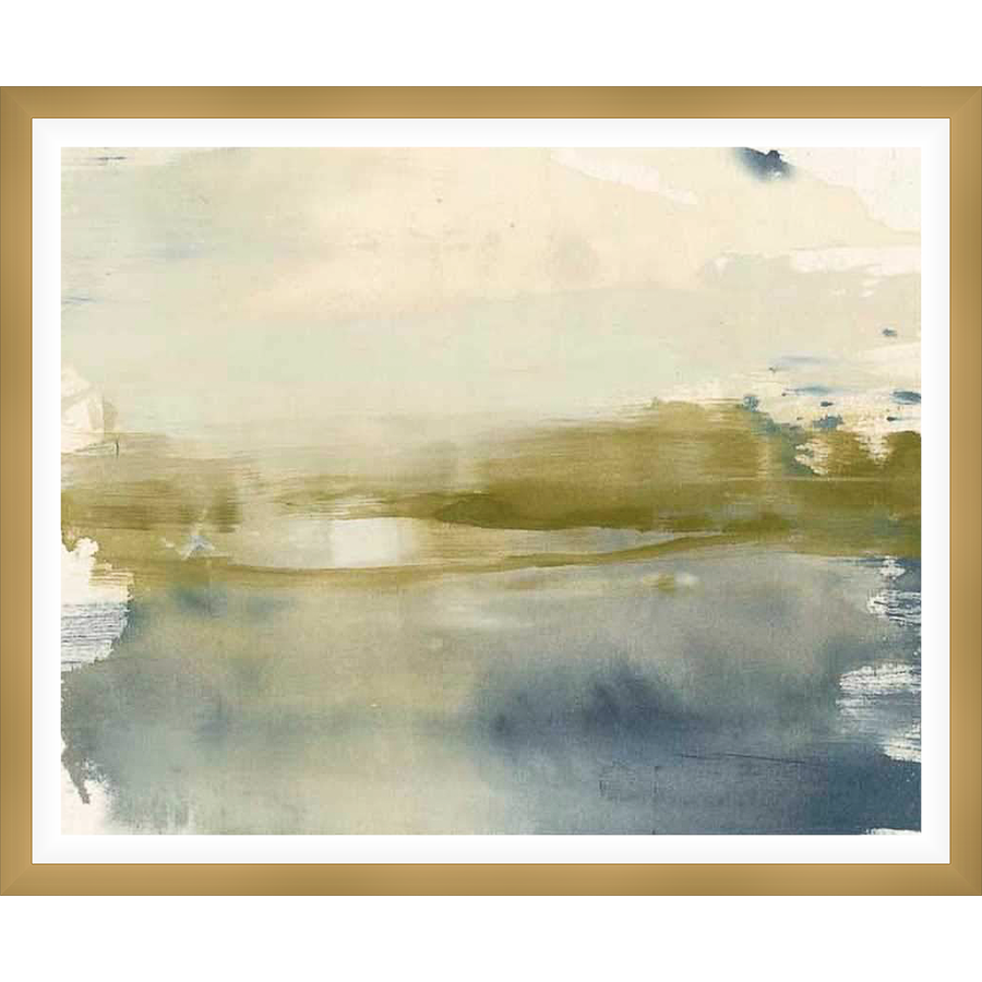 A captivating abstract landscape painting, this artwork features soft brushstrokes and a serene color palette that evokes a sense of calm and tranquility. Its minimalist design makes it a versatile piece for any room, adding a touch of elegance and sophistication.