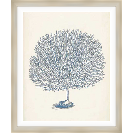 Embrace the tranquility of the ocean with this stunning artwork, featuring a detailed depiction of a coral reef. Rendered in elegant blue tones, it's the perfect accent for any coastal-inspired interior.