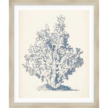 A striking blue and white illustration of coral, perfect for adding a touch of coastal elegance to any space. This artwork showcases intricate details and a serene aesthetic, making it a beautiful addition to your home decor.