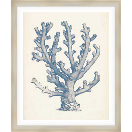 A beautiful coral reef illustration in soft blue hues, perfect for bringing a touch of coastal charm to any space. This artwork showcases the intricate details of a coral formation against a neutral backdrop.