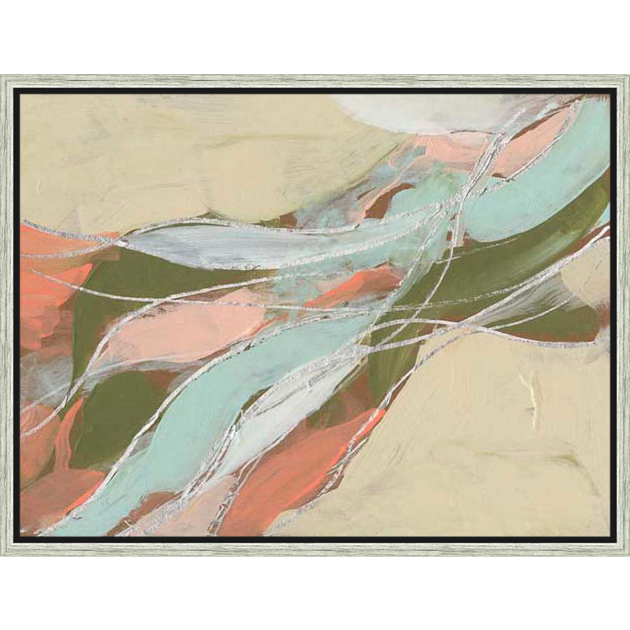 This abstract artwork features a flowing composition of layered colors and textures. The piece evokes a sense of movement with its organic shapes and subtle color variations, perfect for adding a touch of modern elegance to any space.
