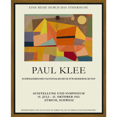 Celebrate the legacy of Paul Klee with this exhibition poster from 1921. The artwork is a study in geometric shapes and vibrant colors, offering a glimpse into Klee's exploration of the abstract. This piece is a timeless reminder of the innovative spirit of early 20th-century art.