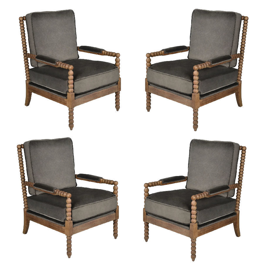 Charcoal Velvet and Wood Chair - Kings Fine Art & Decor