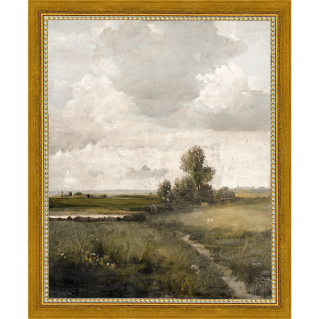 SA003-THE NARROW PATH Hand framed in a transitional gold frame. Finished Size: W 9.25 in x H 11.25 in