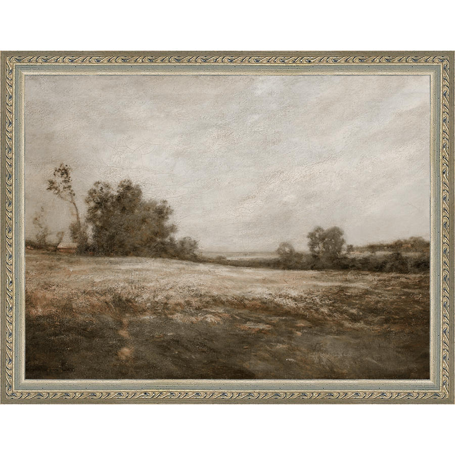 SA005-THE BARREN PATCH Hand framed in an ornate dark silver frame. Finished Size: W 13.25 in x H 10.25 in