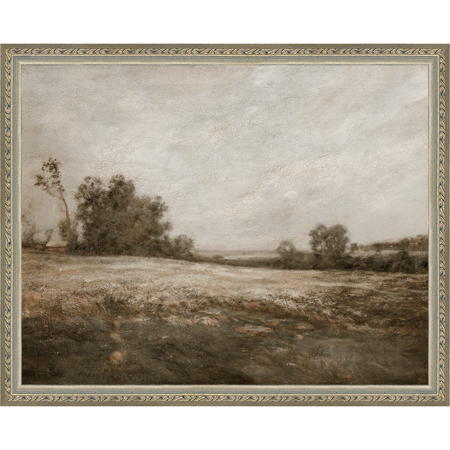 SA005-THE BARREN PATCH Hand framed in an ornate dark silver frame. Finished Size: W 15.25 in x H 12.25 in