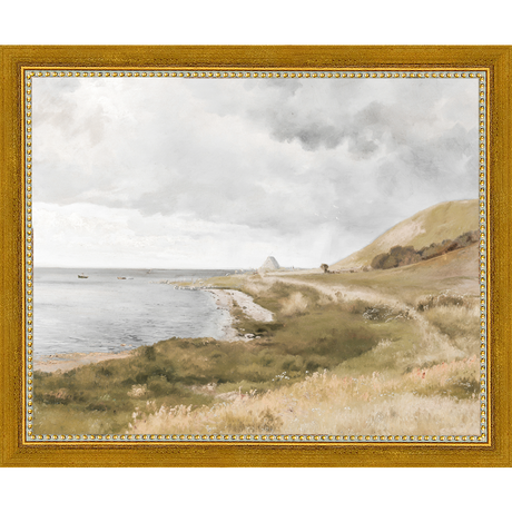 SA006-SEASIDE Hand framed in a transitional gold frame. Finished Size: W 11.25 in x H 9.25 in