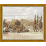 SA008-THE COUNTRY HOUSE Hand framed in a transitional gold frame. Finished Size: W 11.25 in x H 9.25 in