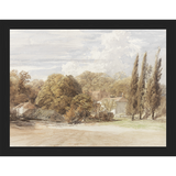 SA008-THE COUNTRY HOUSE Hand framed in a matte black frame. Finished Size: W 13.25 in x H 10.25 in