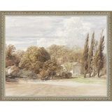 SA008-THE COUNTRY HOUSE Hand framed in an ornate dark silver frame. Finished Size: W 15.25 in x H 12.25 in