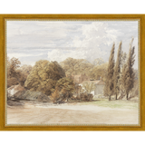SA008-THE COUNTRY HOUSE Hand framed in a transitional gold frame. Finished Size: W 15.25 in x H 12.25 in