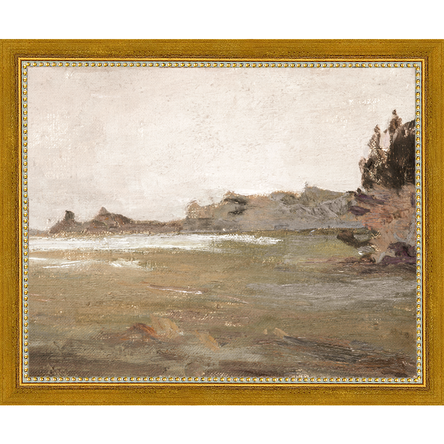 SA010-MOUNTAINS AHEAD Hand framed in a transitional gold frame. Finished Size: W 11.25 in x H 9.25 in