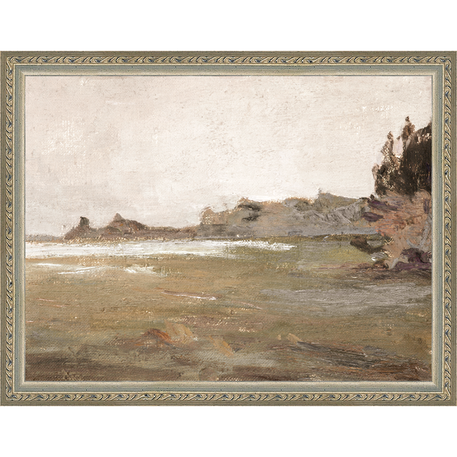 SA010-MOUNTAINS AHEAD Hand framed in an ornate dark silver frame. Finished Size: W 13.25 in x H 10.25 in