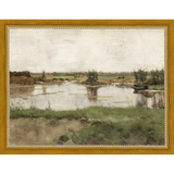 SA011-AT THE POND Hand framed in a transitional gold frame. Finished Size: W 13.25 in x H 10.25 in
