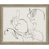 SA013-RABBITS Hand framed in an ornate dark silver frame. Finished Size: W 11.25 in x H 9.25 in
