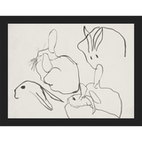 SA013-RABBITS Hand framed in a matte black frame. Finished Size: W 13.25 in x H 10.25 in