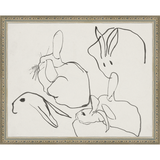 SA013-RABBITS Hand framed in an ornate dark silver frame. Finished Size: W 15.25 in x H 12.25 in