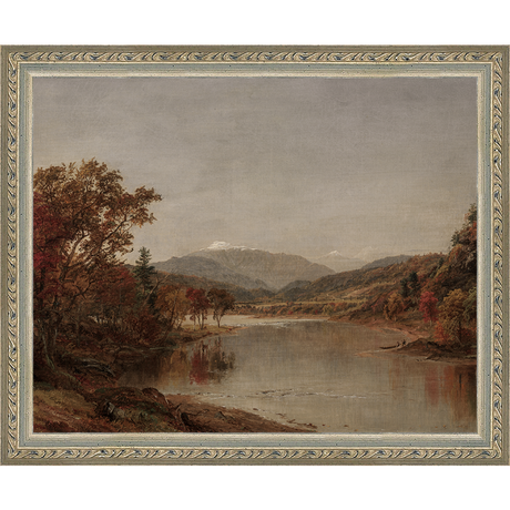 SA015-TRANQUIL LANDSCAPE Hand framed in an ornate dark silver frame. Finished Size: W 11.25 in x H 9.25 in